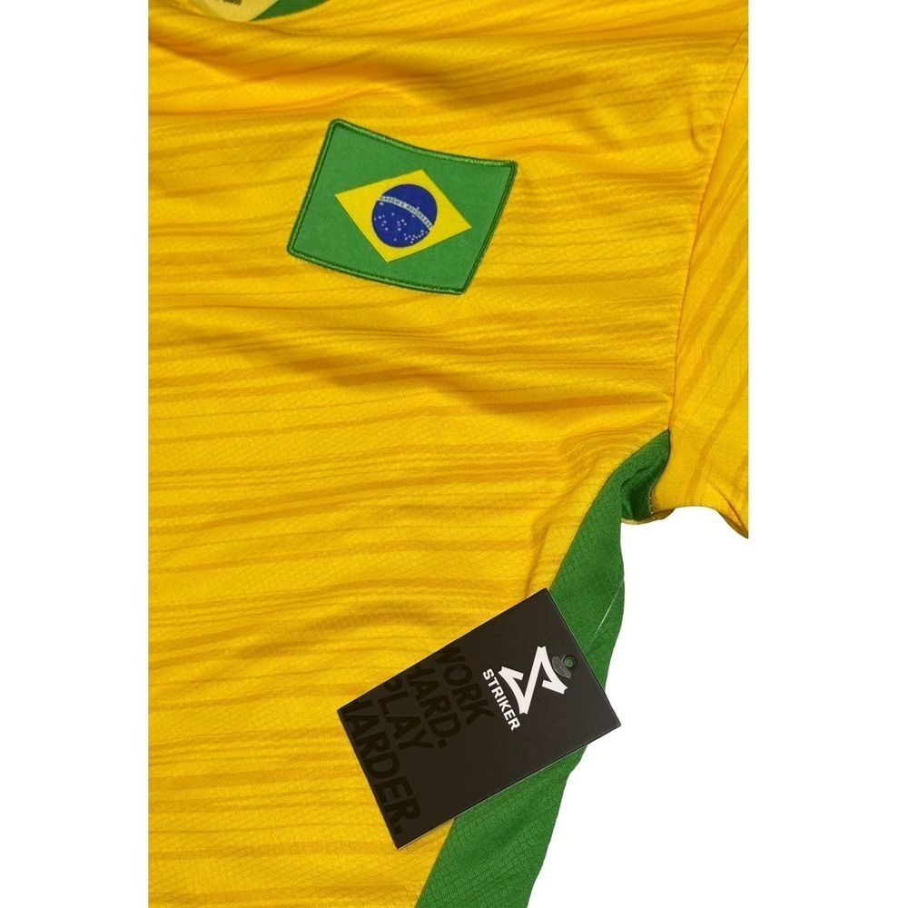 Striker Brazil Soccer Jersey Mens Large Yellow Green Blue Flag Patch New NWT - Picture 5 of 6